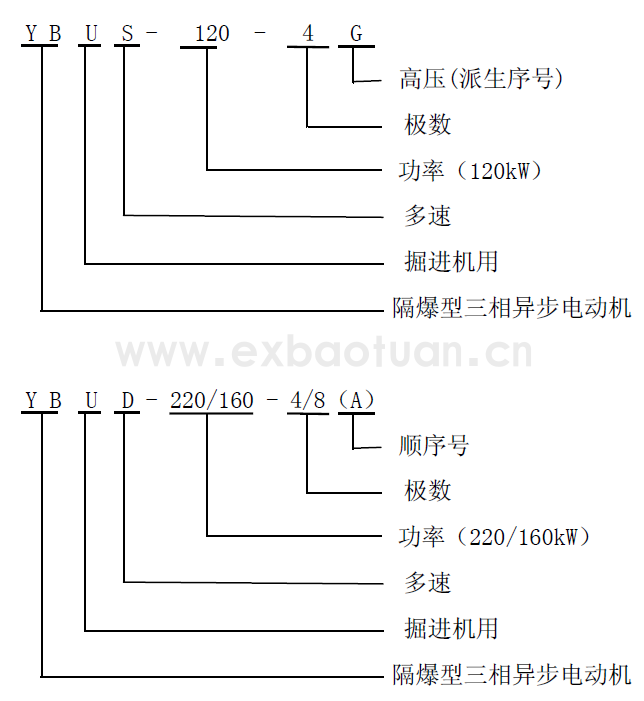 YBUS、YBUD系列掘進(jìn)機(jī)用隔爆型三相異步電動(dòng)機(jī)(圖1)